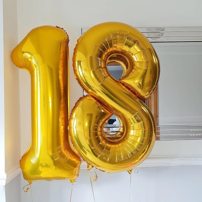Gold 2 Balloon Number,40 Inch Number 2 Balloon Large Gold 2 Foil Mylar Helium Balloon for Birthday Party Decorations