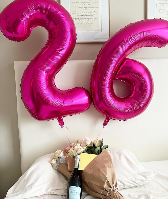 Hot Pink Number 6 Balloon 40 Inch, 6 Balloon Number, 6th Birthday Decorations, Hot Pink Party Supplies for Boys Girls