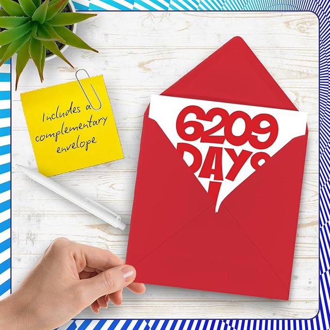 Stuff4 Funny 17th Birthday Card - 6209 Days Old - Hilarious 5.7 x 5.7 Inch Greeting Card for Men, Women, Grandma, Grandpa, Mom, Dad - No Ink Smudge for Messages - Birthday Card Humor for Adults