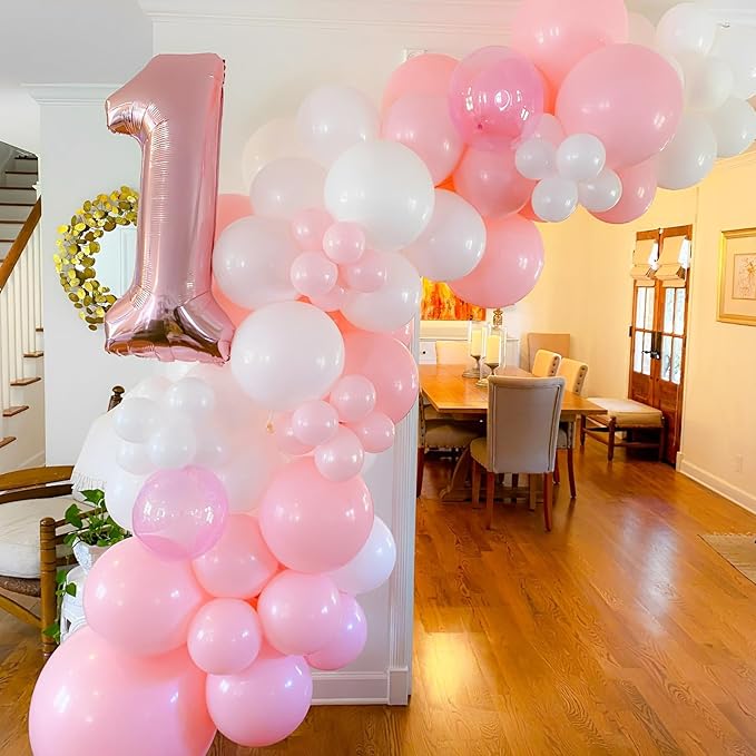 90pack Light Pink Balloons Different Size 18/12/10/5 Inch Pastel Pink Balloon Garland Arch Kit for Boys Girls Birthday Party, Baby Shower, Wedding, Gender Reveal, Baby Shower Decorations