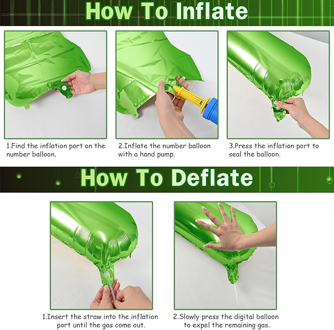 40'' Green Number 7 Balloons, Giant Self Inflating Foil Number Balloons Set 0-9, Large Digital 7 Helium Balloon for Girls Boys 7th Jungle Birthday Party Decorations Anniversary Photo Shoot Supplies