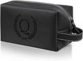 Personalized Gifts Travel Toiletry Bag for Men Engraved Initial PU Leather Waterproof Shaving Bag for Toiletries Accessories Fathers Day Birthday Gift for Men Dad Husband Son, Black Q