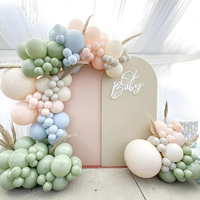 Dusty Green Balloons Arch 103pcs Light Olive Sage Green Balloons Garland Different Sizes Retro Haze Fog Balloon Helium Latex Balloon Boho Birthday Party Decoration Jungle Safari Bridal Baby Shower