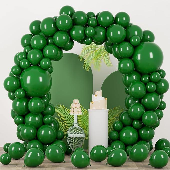 90pack Dark Green Balloons Different Size 18/12/10/5 Inch Green Balloon Garland Arch Kit for Birthday, Graduation, St. Patrick's Day, Christmas, Baby Shower, Dinosaur Party Decorations