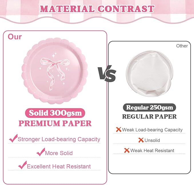 156 Pcs Pink Bow Party Plates and Napkins Cups Tableware Sets for Coquette Birthday Decorations, Pink Birthday Supplies Include Straws, Pink Party Decorations Which Can Serve 26