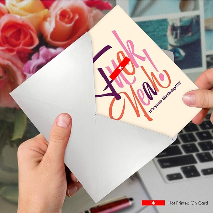 NobleWorks - 1 Funny Women's Birthday Card - Hilarious Bday Greeting Card with Envelope, Sassy Celebration - Eff Yeah C6405BDG