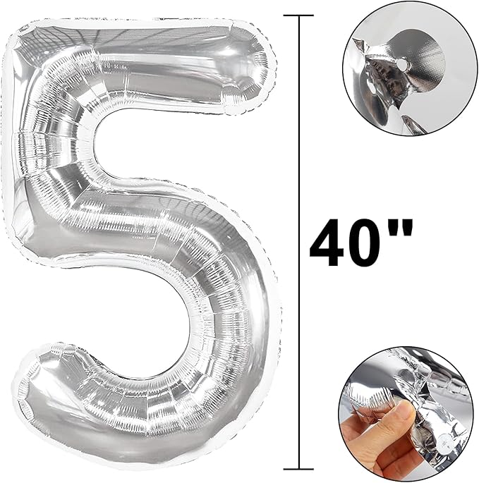 40 Inch Silver Number 50 Digital Balloon,Jumbo Mylar Foil Helium Balloon for 50 Balloons for Birthday Party,Wedding Anniversary Party Decorations