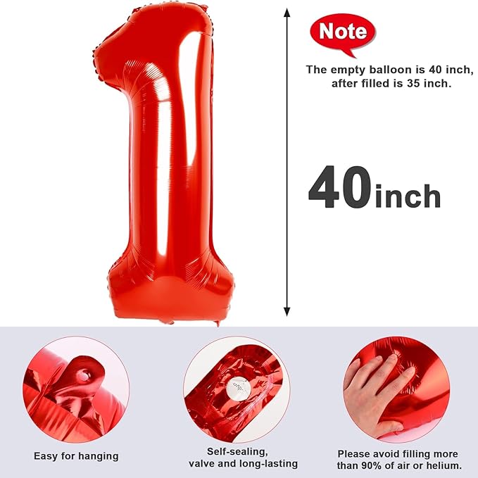 23 Balloon Numbers 40 Inch, Big Foil 23th Birthday Balloons Decorations for Women, Red Number Balloon for 2 3 23 32 Wedding Memorial Day's Graduation Supplies