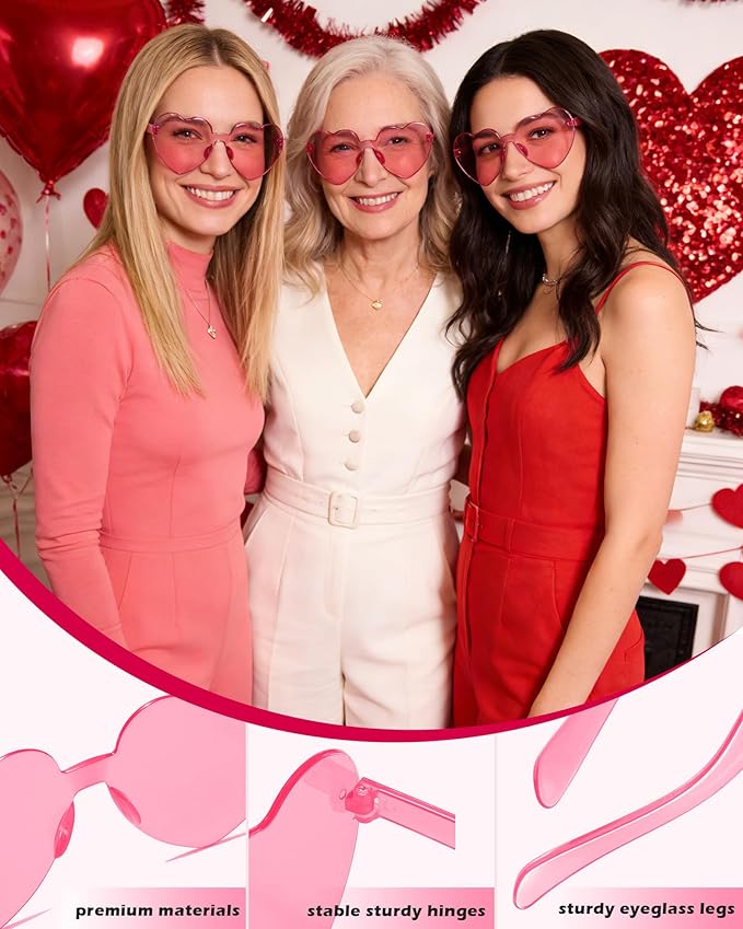60 Pairs Heart Sunglasses for Women Heart Shaped Sunglasses Bulk Pink Heart Glasses for Party Favor