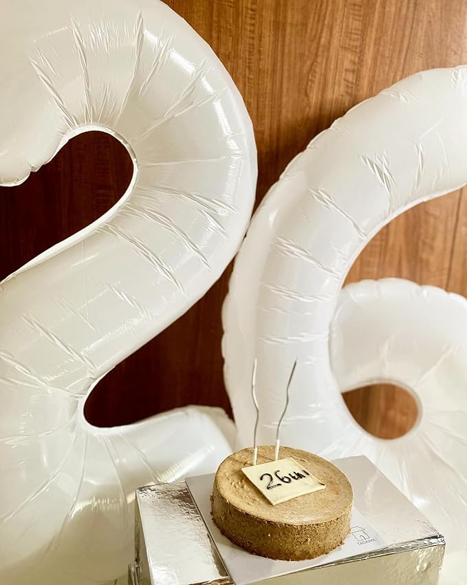 40 Inch White Number 2 Balloon, Giant 2 Number Balloons for 2nd Birthday Decorations, Party Supplies for Baby Boy Girl, White Party Decor