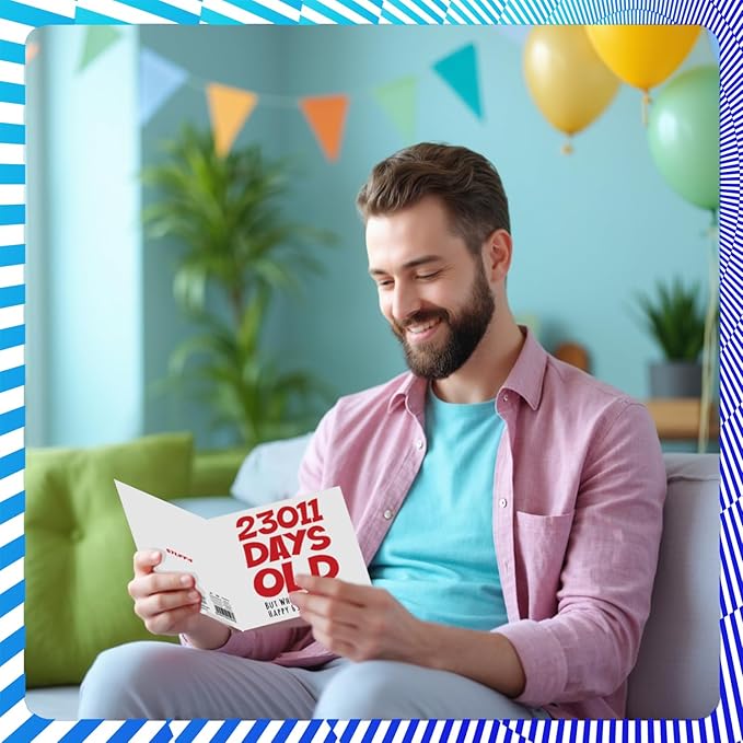 63rd Birthday Card for Men Women Him Her - 23011 Days Old - Funny Sixty-Three Sixty-Third Happy Birthday Card for Brother Sister Grandma Grandpa Mom Dad, 5.7 x 5.7 Inch Humor Joke Greeting Cards