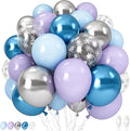 Winter Wonderland Balloons, 60PCS Light Baby Purple Blue Balloons, Metallic Blue Silver Snowflakes Confetti Balloon for Princess Ice Snow Wonderland Baby Shower Christmas Birthday Party Decorations