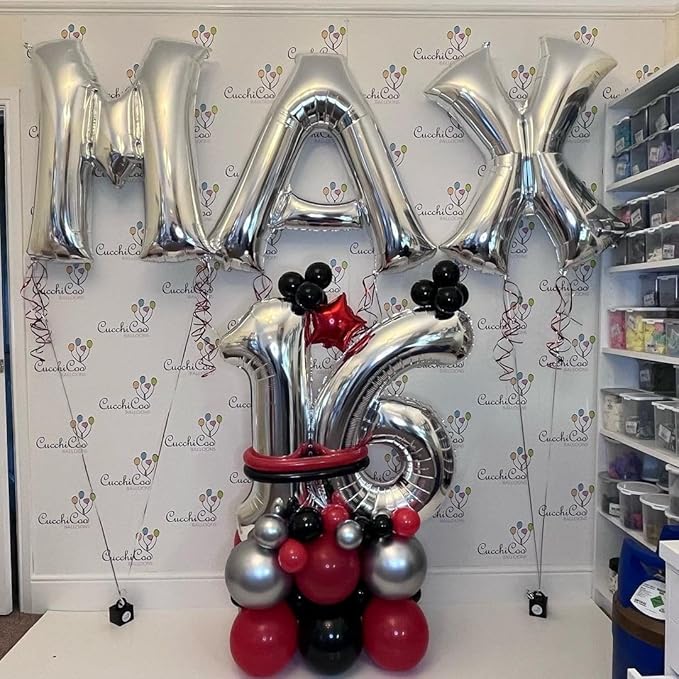 Silver Letter Q Balloons 40 inch Large Alphabet Q Balloons Silver Helium Foil Letter Balloon Banner for Birthday Party Anniversary Wedding Decoration