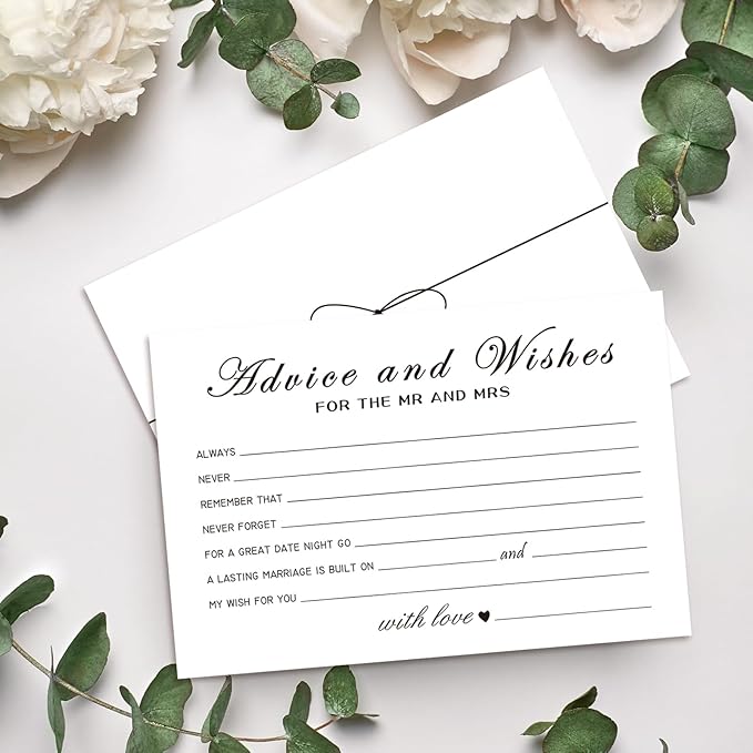 Advice and Wishes Cards for the New Couples Mr and Mrs, Bride and Groom, Newlyweds, Perfect 50 Pcs Wedding Advice Cards for the Wedding Reception Decorations/Bridal Shower Party