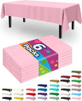 Pureegg Plastic Table Cloth Disposable 6 Pack, 54 x 108 Inch Table Cloths, Easter Party, Valentines, Mothers Day Decorations, Tablecloths, Rectangle, Pastel Plastic Cover, Waterproof, Pink
