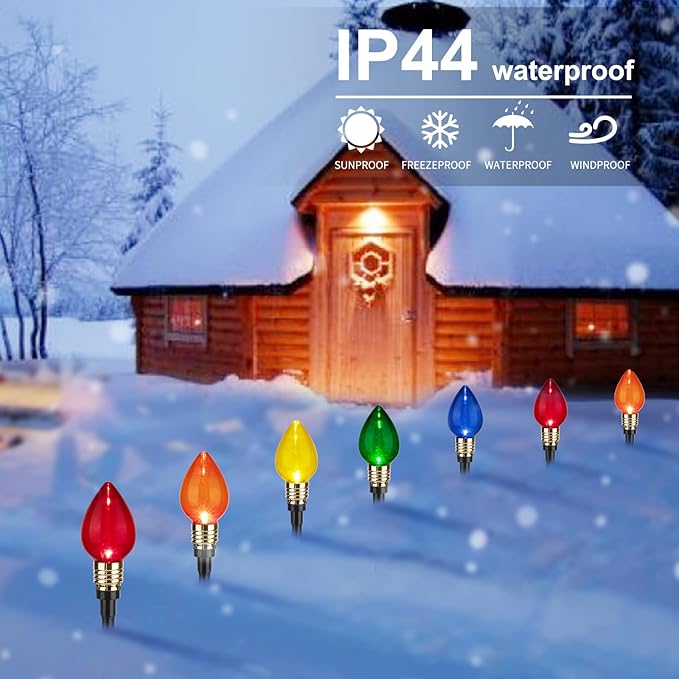 Brightown C9 Christmas Pathway Lights Outdoor-17.4 Ft 10 Lights C9 Walkway Lights Waterproof for Ground Sidewalk Driveway Yard Outdoor Christmas Decorations