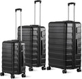 LEMY Luggage Set 3 Piece Hardside with TSA Lock,Expandable Spinner Wheel Suitcases,Lightweight Durable Hardshell Travel Luggage with 8 Wheels for Carry On and Checked(21,26,30Inch),Black