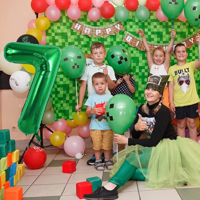 TONIFUL 40 Inch Dark Green Large Numbers Balloon 0-9 Birthday Party Decorations,Foil Mylar Big Number 7 Balloon Digital 7 for Birthday Party,Wedding, Bridal Shower Engagement Photo Shoot, Anniversary