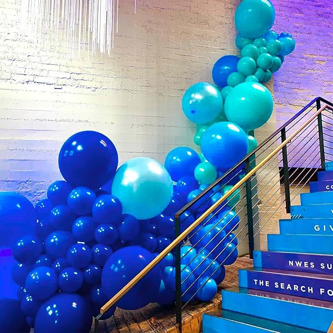 PartyWoo Royal Blue Balloons 152pcs Different Sizes Pack of 18 12 10 5 Inch Dark Blue Balloon Arch Kit for Baby Shower Gender Reveal Graduation Under The Sea Birthday Party Decorations Blue-Y59