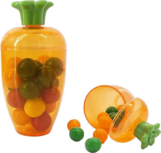 12 Pcs 4” Inches Plastic Empty Carrot Shaped Easter Eggs Fillable, Clear Bright Orange Plastic Carrot Egg for Easter Hunt, Themed Party, Basket Stuffers, Toys Filling Treats 12-Pack