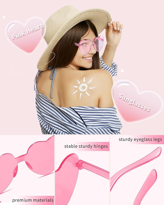 80 Pairs Heart Sunglasses for Women Bulk Transparent Pink Heart Shaped Sunglasses Bachelorette Party Glasses Fun Glasses for Party Favor to Add A Splash of Fun And Style