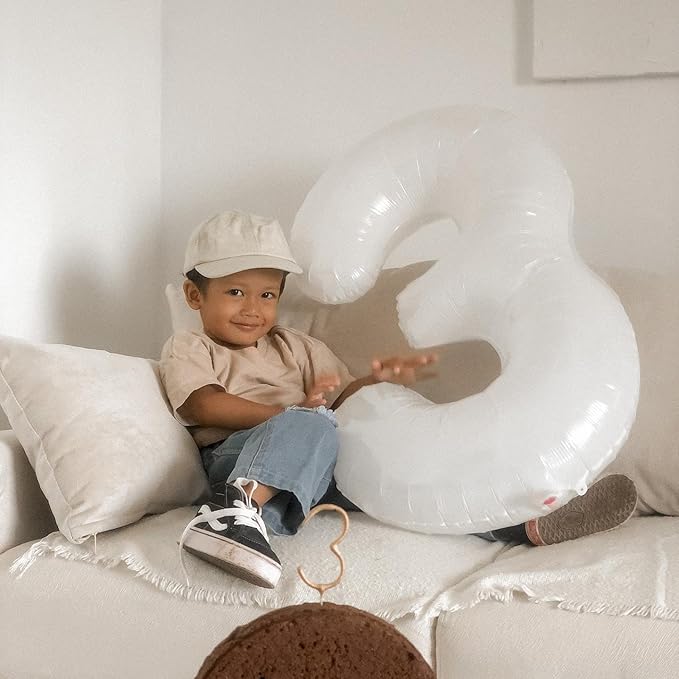 White Number 9 Balloon 40 Inch, 9 Balloon Number, 9th Birthday Decorations, White Party Supplies for Boys Girls