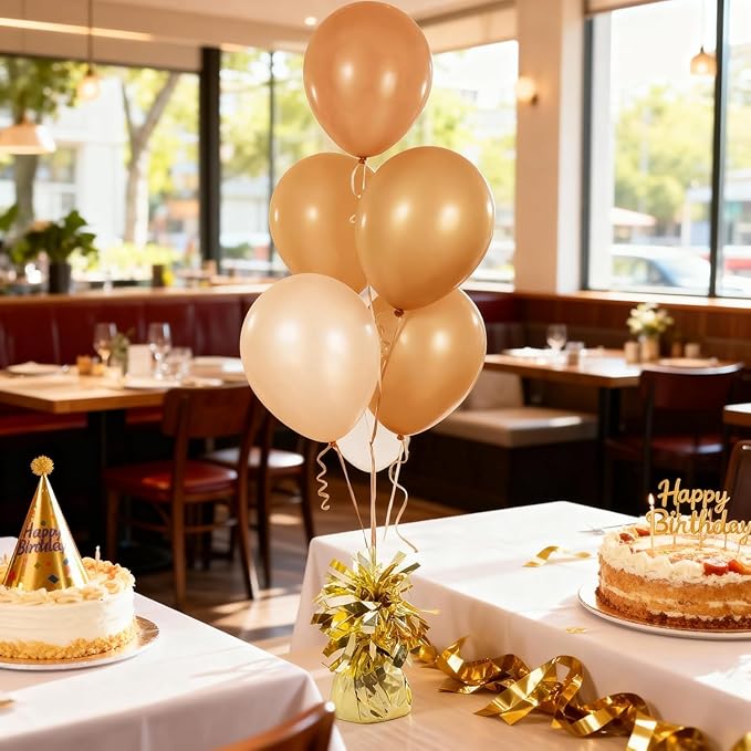 Aluminum Foil Balloon Weights for Parties (12 pcs) - 0.31lb (140g) Each - Premium Balloon Anchors for Birthday, Wedding, Dinner, Indoor & Outdoor Decorations(Light Gold 12pcs)
