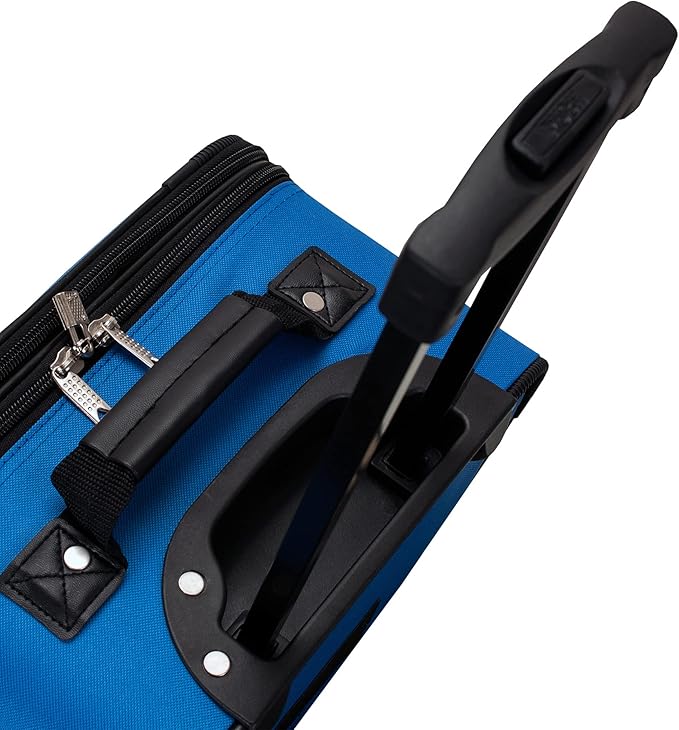 Rockland Journey Softside Upright Luggage Set,Expandable, Blue, 4-Piece (14/19/24/28)