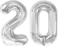 Silver Number 20 Balloon 40 inch, 20 Number Balloons, 20th Silver Birthday Decorations for Girls Boys Kids, 20 Year Old Silver Party Supplies