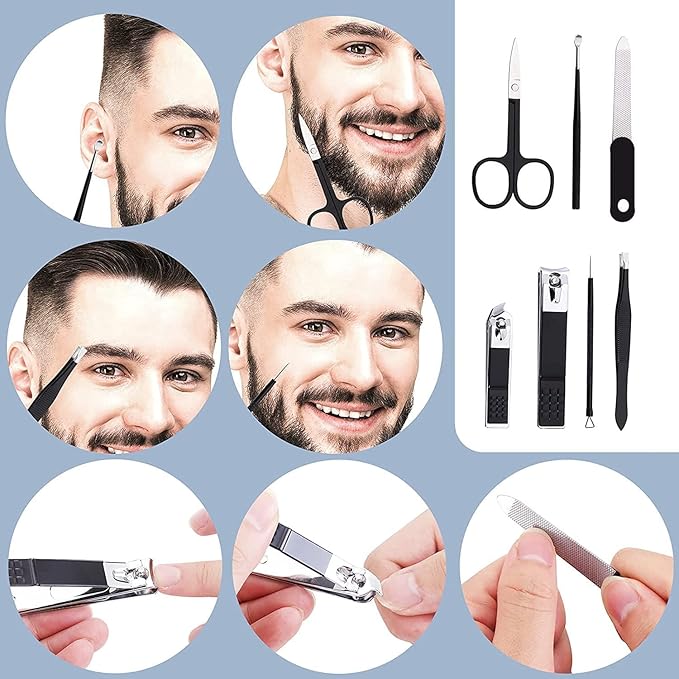 Nail Clippers Set Professional Manicure Set Grooming Kits Stainless Steel Travel Manicure Pedicure Kit Nail Care Tools Nail Kit with Travel Case Personal Care Tools Gifts for Men Women