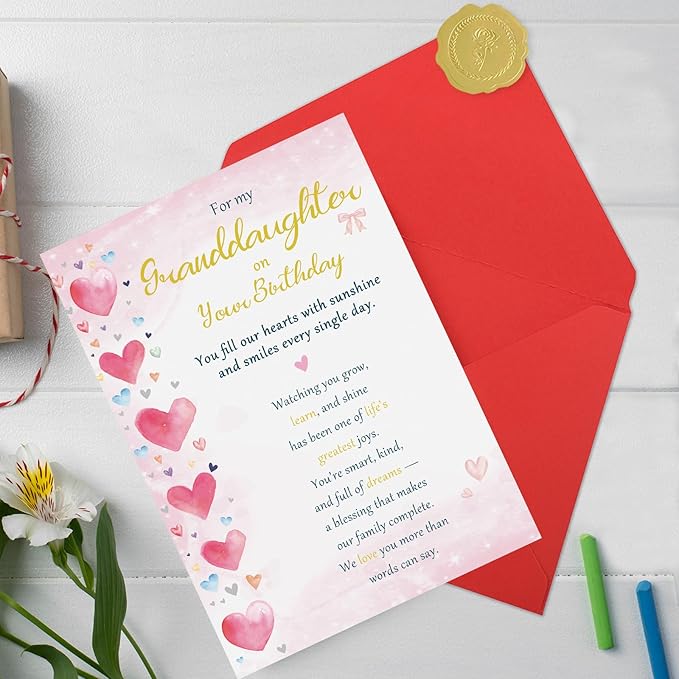 Granddaughter Birthday Card, Unique Birthday Cards for Granddaughter, Adult Gifts from Grandma Grandpa Grandparents