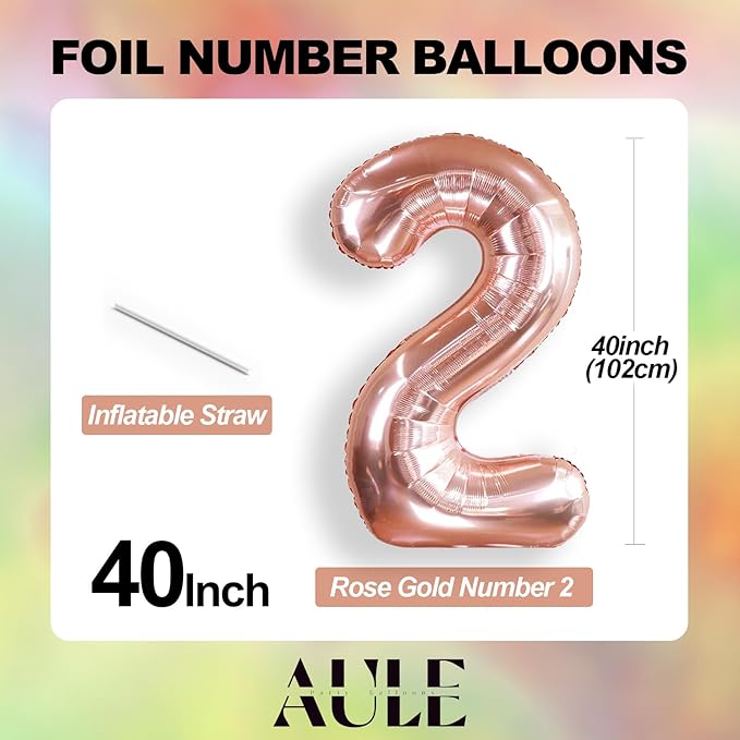 AULE 40 Inch Large 23 Balloon Numbers Rose Gold Big Foil Number Balloons Giant Helium Happy 23th Birthday Party Decorations for Women Huge Mylar 32 Anniversary Supplies