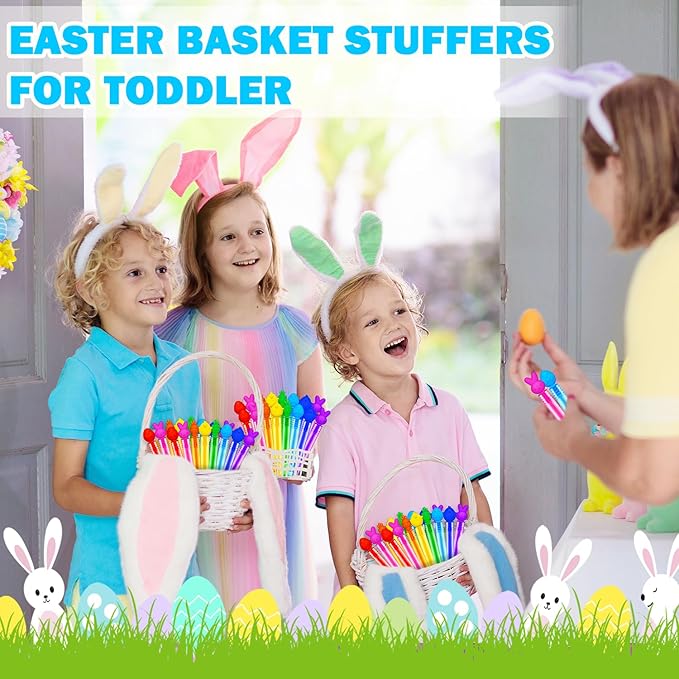 36 Pack Easter Basket Goodie Bag Stuffers Fillers for Toddlers, Mini Spring Bunny Egg Bubbles Toys Gifts Prize for Kids, Easter Party Favor Supplies for Boy Girl, Small Non Candy Classroom Treat Stuff