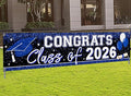 2026 Graduation Yard Sign Large Congrats Grad Banner Blue Class of 2026 Banner for Graduation Party Decorations 2026 (Blue)