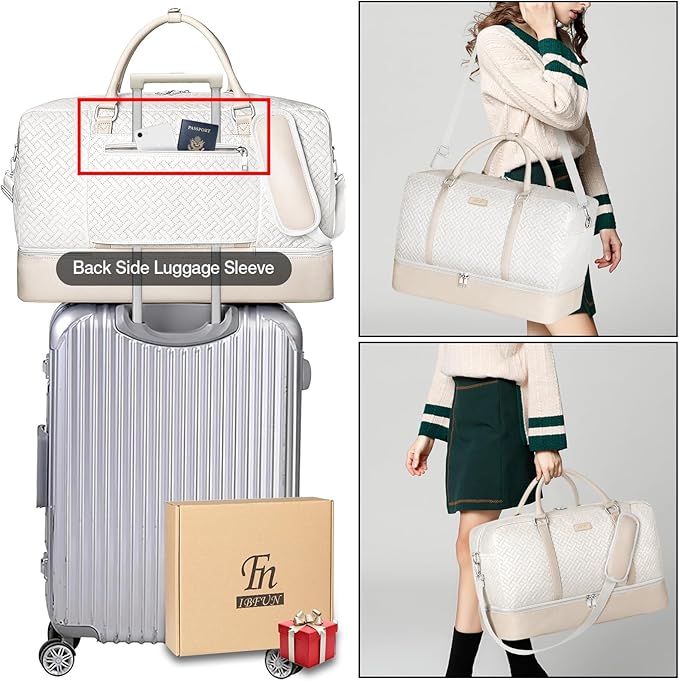 IBFUN Weekender Bags for Women, 21" Weekender Travel Bag, Travel Duffle Bag with Shoe Compartment Carry on Overnight Duffel Bag for Weekend Travel Business Trip, 3PCS