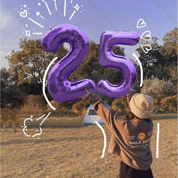 40 Inch Purple Number 23 Digital Balloon,Jumbo Mylar Foil Helium Balloon for 23 Balloons for Birthday Party,Wedding Anniversary Party Decorations