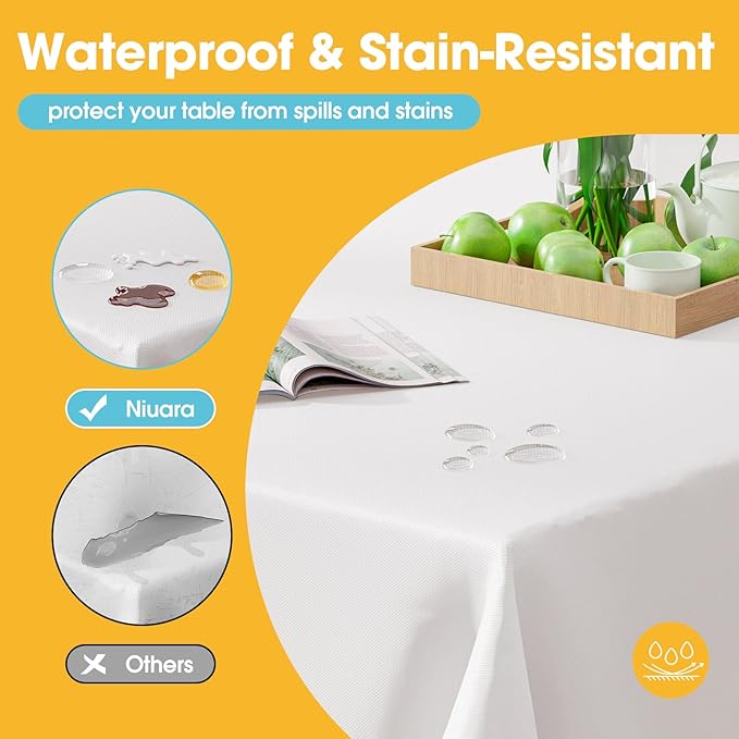 White Plastic Table Cloth - 4 Pack 54" × 108" Rectangle Disposable Tablecloths for 6FT Tables, Table Cover for Party, Holiday & Gathering Use