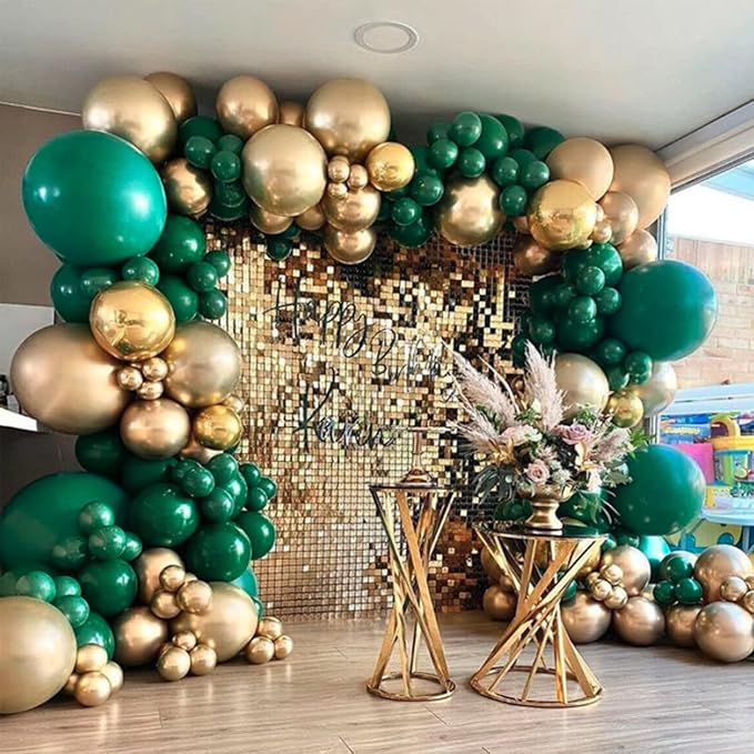 130pcs Dark Green Balloons Different Sizes 18" 12" 10" 5" Hunter Green Balloons for Birthday Dinosaur Baby Shower St. Patrick's Day Summer Jungle Forest Safari Party Decorations