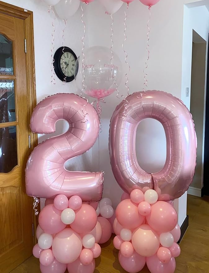 Pink Number 0 Balloons - 40 Inch Number Balloons Big Light Pink Foil Balloon, Mylar balloon for Girls Birthday, Baby Shower, and Princess Theme Party Decorations