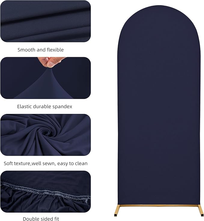 Arch Covers,Arch Backdrop Stand Fitted Cover for Wedding Birthday Party Ceremony Banquet Decoration(6.6FT,Dark Blue,Cover Only)