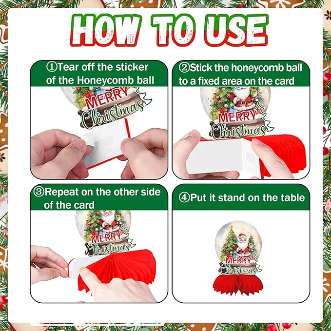 Christmas Table Decorations Christmas Honeycomb Table Centerpieces for Christmas Party Decorations, 9 Pcs