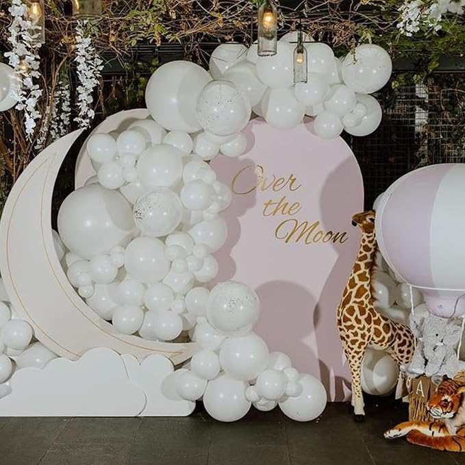 White Balloons 113Pcs Arch Garland Kit 5/10/12/18Inch Matte White Helium Party Balloons Latex for Birthday Engagement Decorations