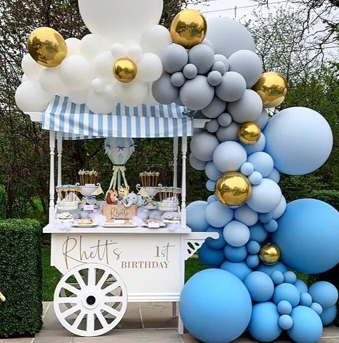KALOR Light Blue Giant Balloons 36 Inch Large Latex Balloons, 4 Pack Jumbo Round Helium Balloon for Birthday Bridal Shower Wedding Baby Shower Party Decorations