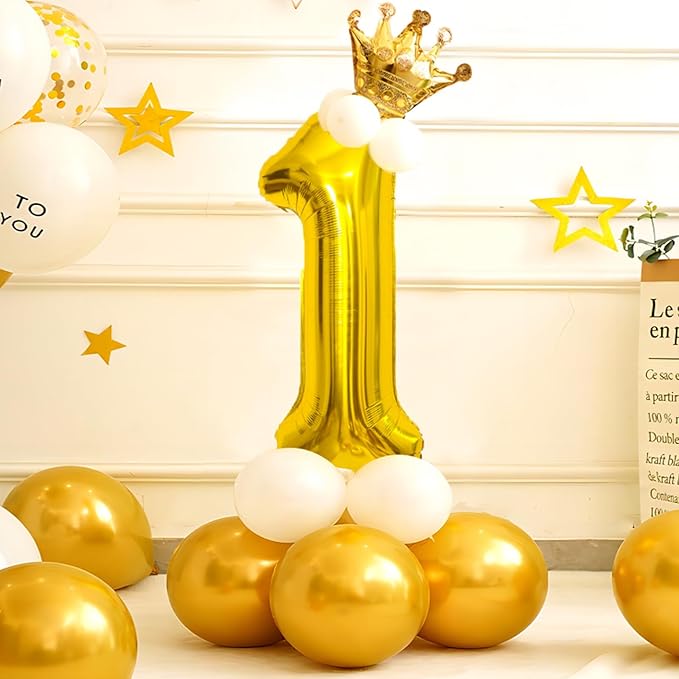 Gold Number Balloons Birthday Balloons - Giant Gold Number 1 Balloon 40 inch, Numbers Balloon Birthday Decorations, Gold Party Supplies for Women Men