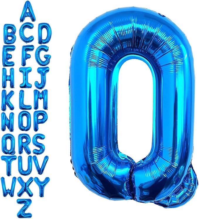 40 Inch Blue Letter Q Balloons, DIY Phrase Foil Alphabet Letter Q Balloons DIY Word Q Banner for Birthday Anniversary Celebration Graduation Party Supplies Decoration