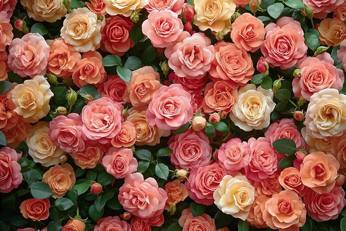 CYLYH10X8FT Floral Backdrop Pink Rose Green Leaves Wall Background Girls Princess Birthday Baby Shower Wedding Cake Table Decoration Banner D904