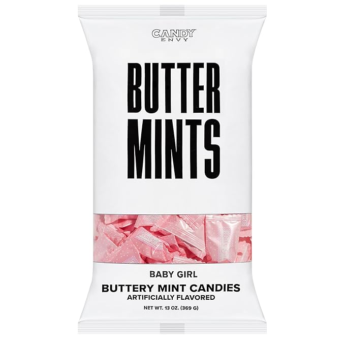 Candy Envy - Baby Girl Buttermints - 13 oz. Bag - 100 Individually Wrapped Candy Mints - Baby Shower Favors