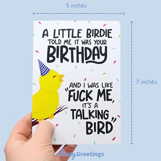 Sleazy Greetings Funny Birthday Card for Men Women | Little Birdie Told Me It Was Your Birthday Card For Him Her 21st 30th 40th 60th Birthday Card