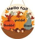 Thanksgiving Decorations - Welcome Sign for Front Door,Rustic Round Wood Wreaths for Outdoor,Maple Leaves Garland Porch Decor for Thanksgiving Friendsgiving - Fall Decor for Room Kitchen Wall