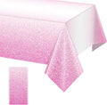1 Pack Ombre Pink Plastic Tablecloth for Parties, Gradient Pastel Pink Disposable Tablecloths for Rectangle Tables, Light Pink Sprinkle Table Cover for Wedding Birthday Anniversary Party, 54 x 108Inch